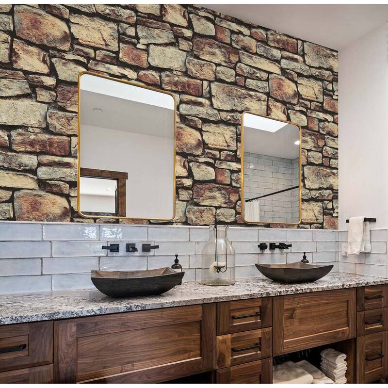 Arthouse Cornish Faux Stone Peel and Stick Wallpaper