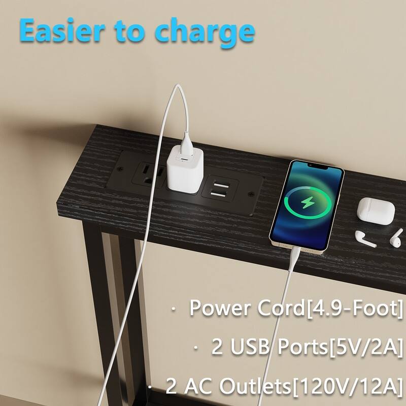 VINGLI 2-piece Set Triamine + Iron 200 * 15 * 79cm with Power Strip Foyer Table