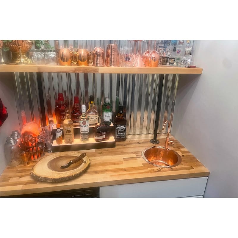 12-in Round Hammered Copper Bar Sink with 2-in Drain Opening in Polished Copper (BR12PC2)