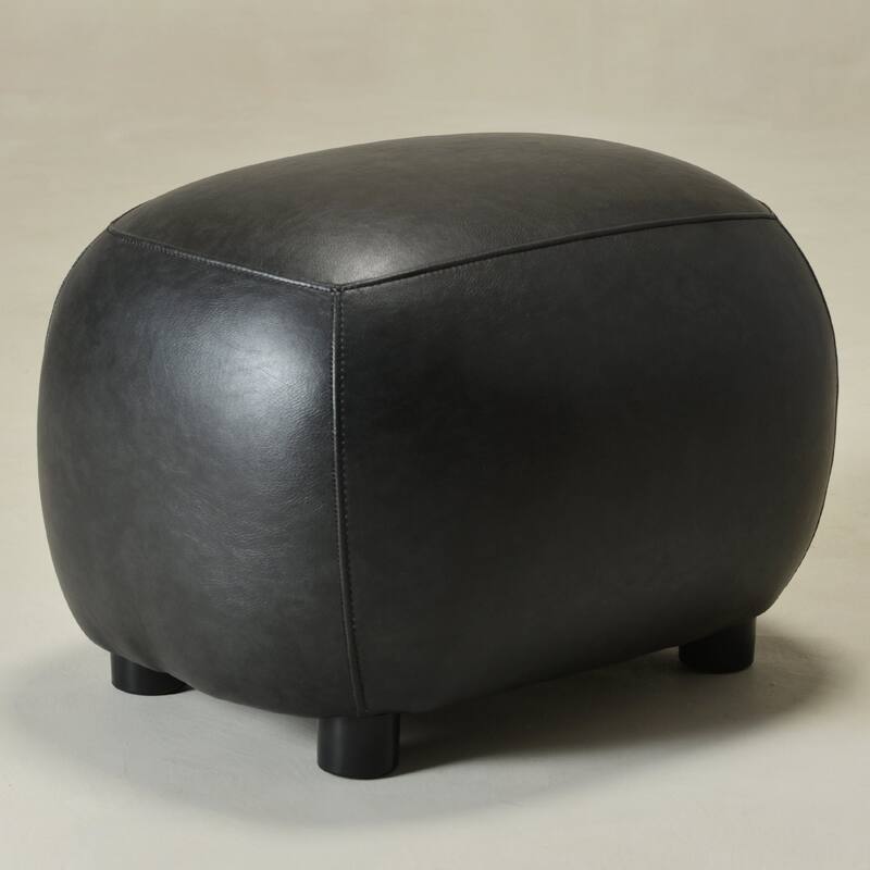 KINWELL 23" Wide Faux Leather Upholstered Ottoman Footrest, PU Entryway Footstool