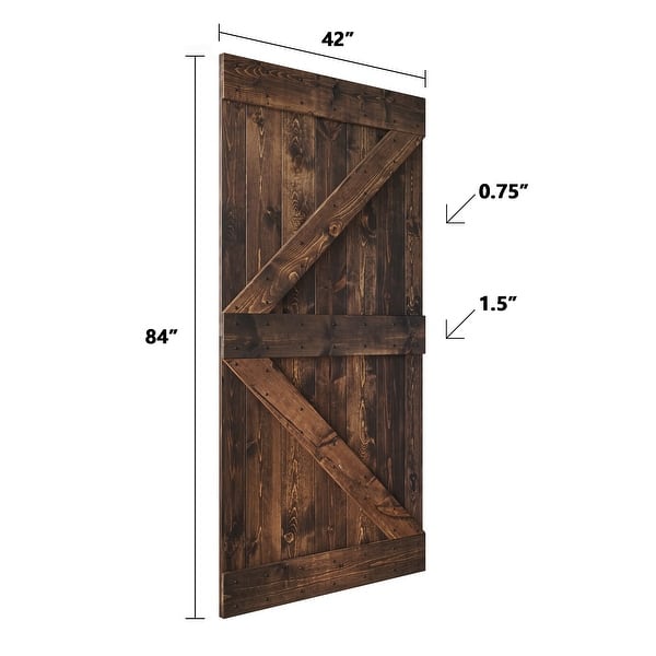 Coast Sequoia 42in x 84in K Series Pine Wood Sliding Barn Door With ...