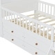 preview thumbnail 14 of 36, Twin Size Platform Bed Frame with 4 Storage Drawers & Guardrail Headboard for Bedroom, Wooden Kids Storage Bed with Ladder