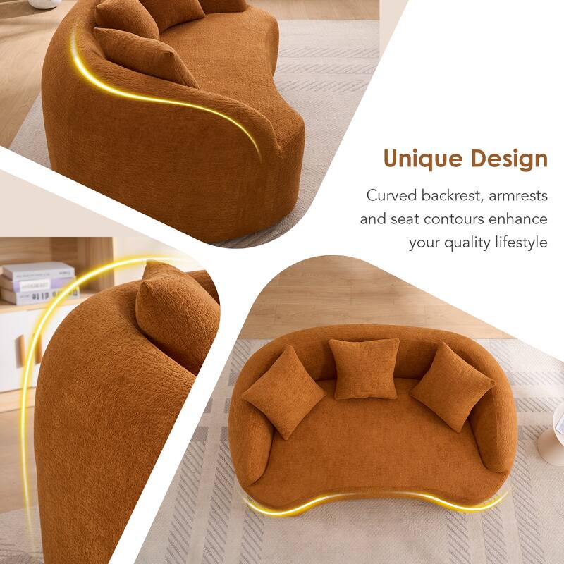 LY-049S Curved Modern Boneless Sofa Loveseat, Backrest Upgrade