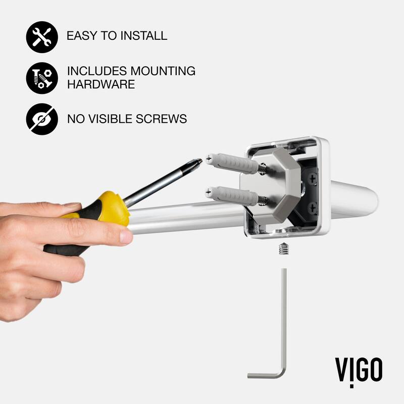 VIGO Satro 4-Piece Bathroom Hardware Accessory Set with 24 in. Towel Bar, Toilet Paper Holder, Hand Towel Holder, Hook