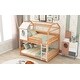 preview thumbnail 4 of 7, Pine Wood Full over Full Size House Bunk Bed with Full-Length Guardrail and Window and Little Shelf