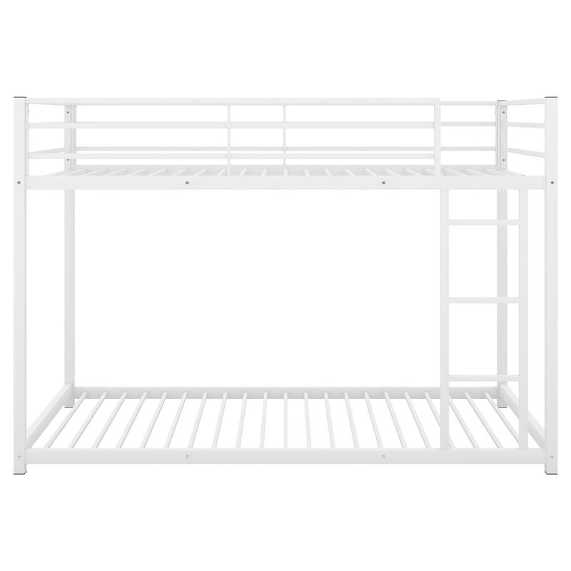 Metal Low Bunk Bed with Ladder & Fence