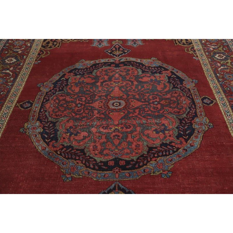 Hand Knotted Oriental 100% Wool Carpet Traditional Medallion Red Bidjar Area Rug - 11' 0'' X 7' 2''