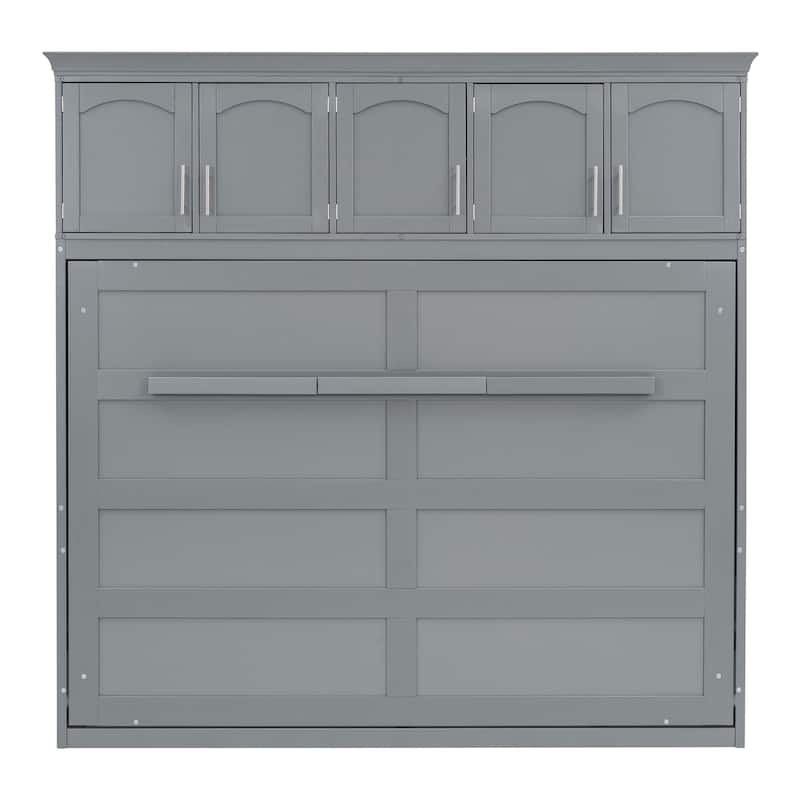 Queen Size Murphy Bed Wall Bed with Top Cabinets