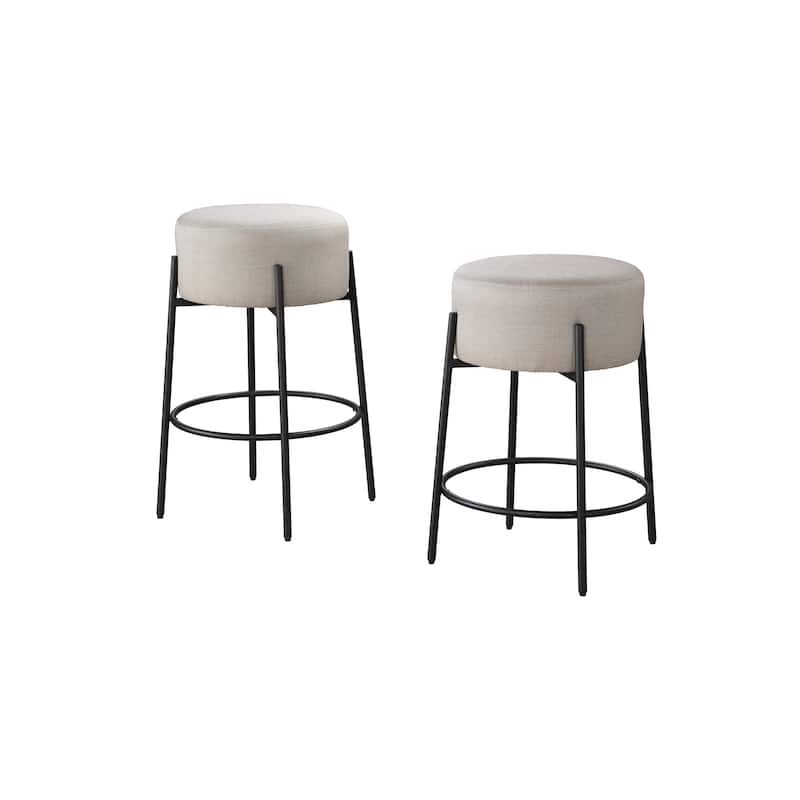 LuXeo Danica Bar Stool Black Steel Legs with Upholstered Seat (Set of 2)