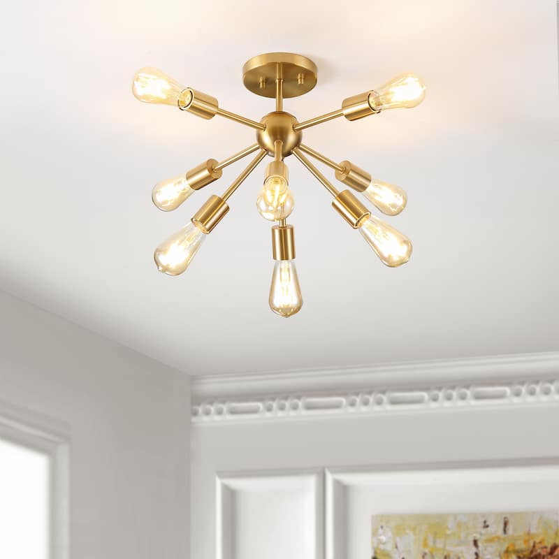 SAFAVIEH Lighting Elenore Flush Mount - 21" W x 16" D x 16" H - Brass Gold - 21Wx16Dx16H