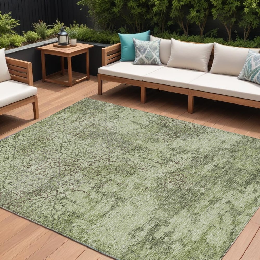 HomeRoots Floral Transitional Rectangle Outdoor Rug