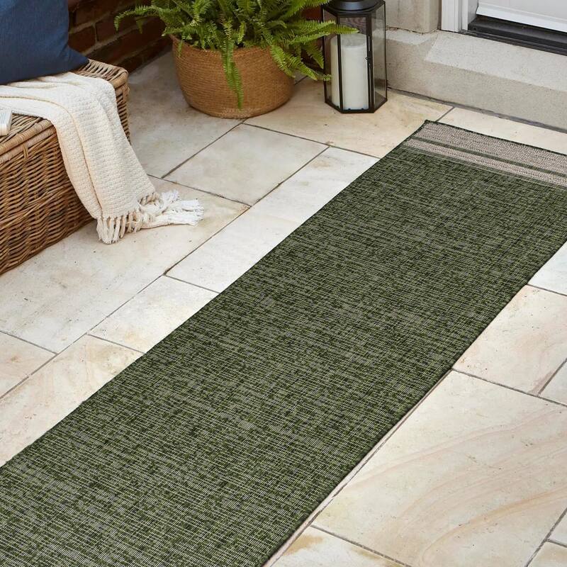 JONATHAN Y Darcy Modern Minimalist Mingled Solid Black/Cream Indoor/Outdoor Area Rug