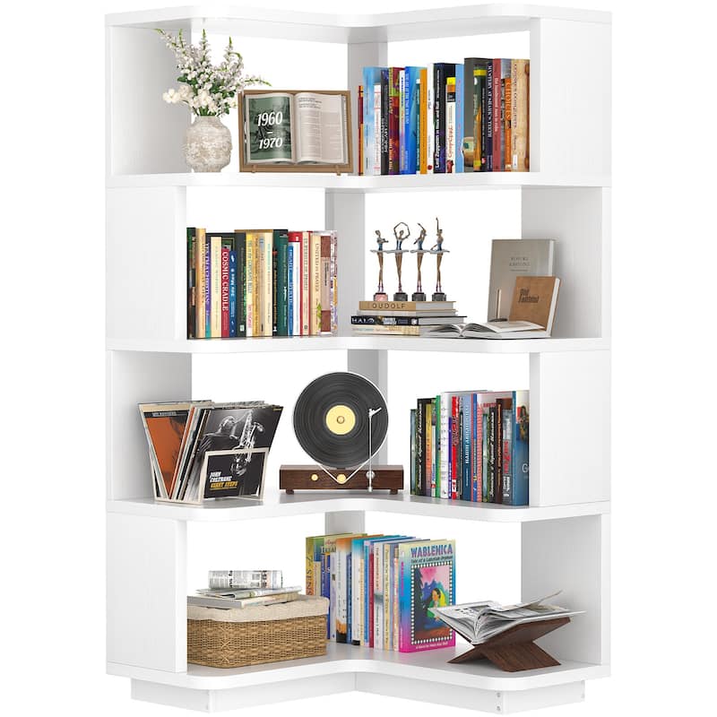5-Tier Corner Space Shelving Bookshelves, Freestanding Display Storage Shelving