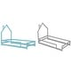 preview thumbnail 2 of 6, Pine Wood Floor Bed Frame With House Shaped Headboard Full-Length Guardrails Twin Size