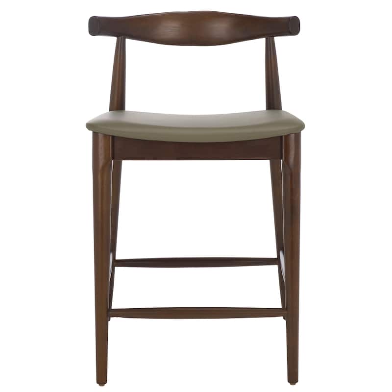 SAFAVIEH Home Elbow Counter Stool - 21"W x 21"D x 34"H - Olive/Espresso