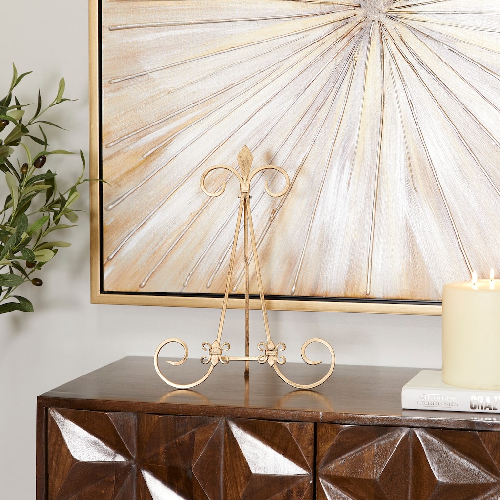 Gold Metal Scroll Display Easel with Foldable Stand