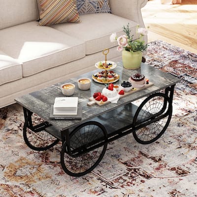 Rectangle Coffee Table End Side Table with Sturdy Base