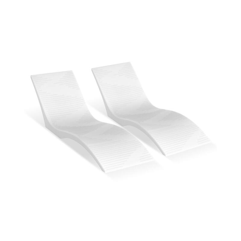 Set of 2 In Pool Chaise Lounge Chairs PE Material Ergonomic Design 440 lbs Capacity for Shallow Water and Floating Use - White