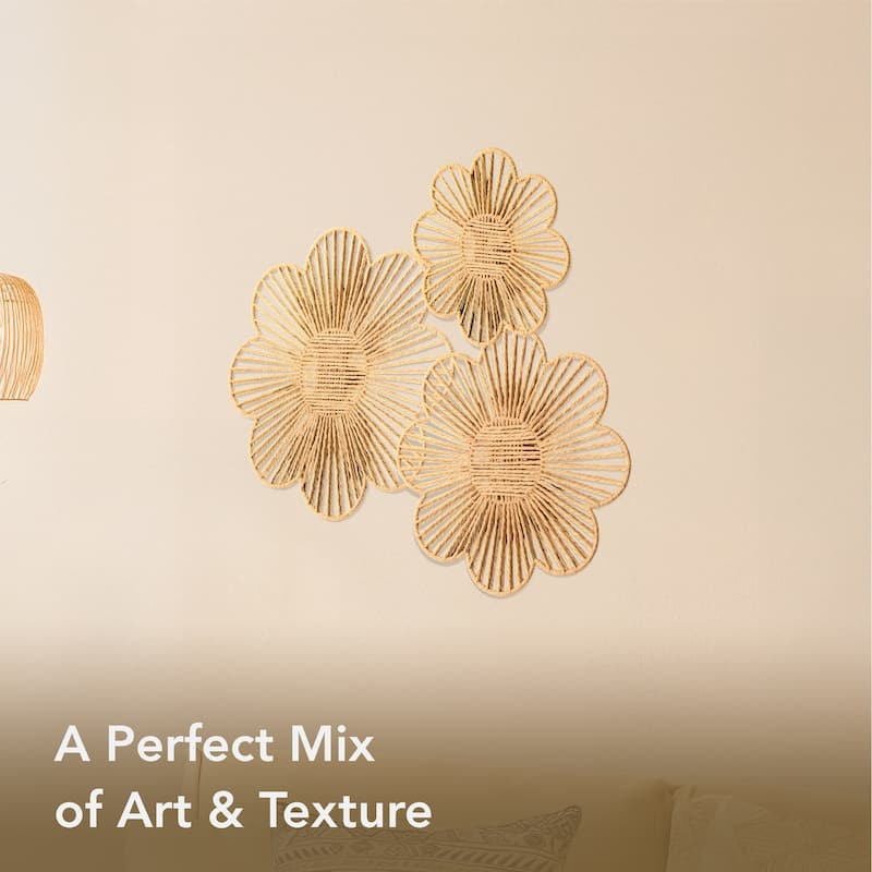 American Art Decor Woven Paper Rope Wall Decor, Set of 3