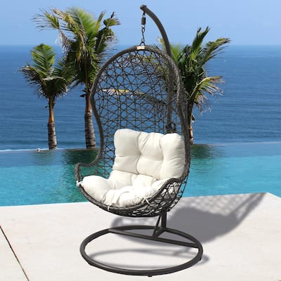 Panama Jack Hanging Chair w/Metal Stand & Cushions - 38"L x 38"W x 75"H