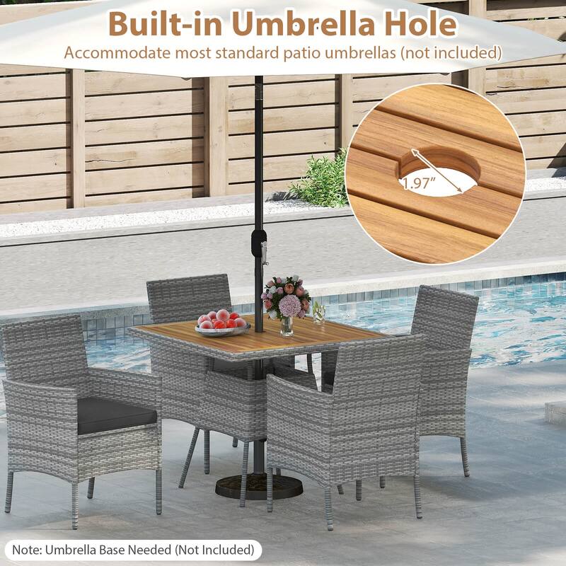 Costway 5 Pieces PE Wicker Patio Dining Set with Cushions and 1.97" - See Details