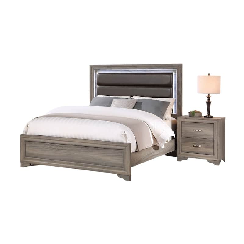 1pc Nightstand Wooden Bedside Table 2- Drawers