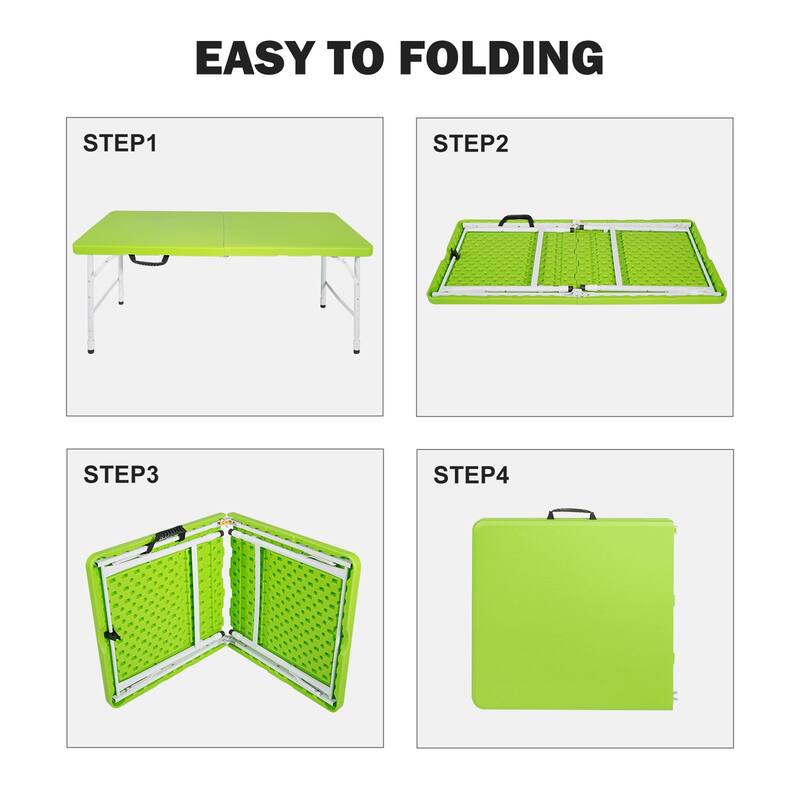 4ft Indoor and Outdoor Portable Foldable Steel Frame Table for Camping