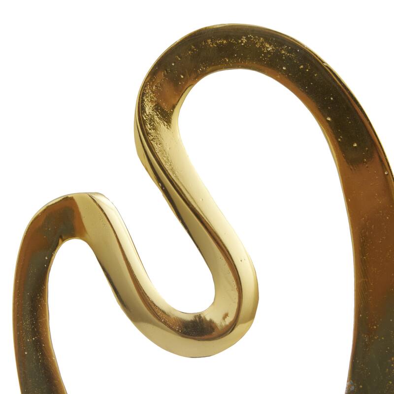 Marble Abstract Sculpture with Black Base - Set of 2 Gold - CosmoLiving by Cosmopolitan