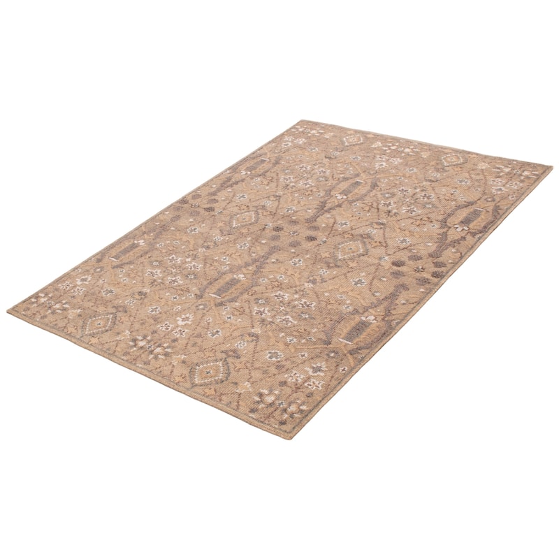 ECARPETGALLERY Hand-knotted Jules Serapi Khaki, Tan Silk, Wool Rug - 5'2 x 7'7