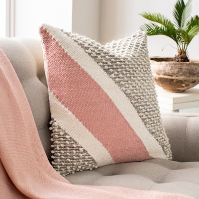 Artistic Weavers Logen Boho Pink Stripe 20-inch Wool Throw Pillow