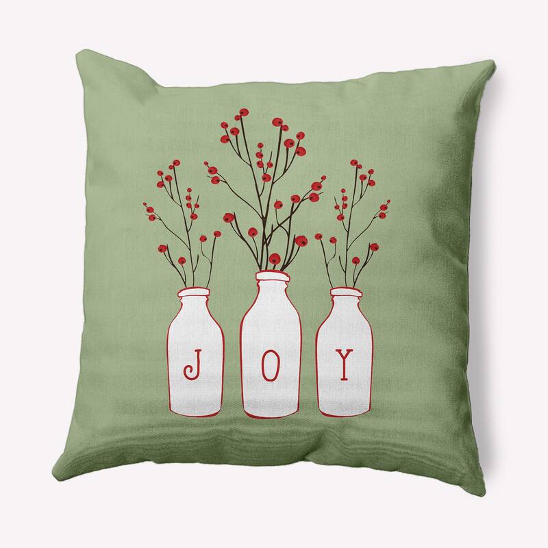 Joy Christmas/Winter Decorative Throw Pillow - 16" x 16" - Green