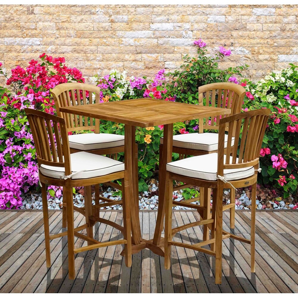 Chic Teakchic Teak Miami Teak Wood Square Outdoor Patio Bar Table 35 Inch Table Only Brown Dailymail