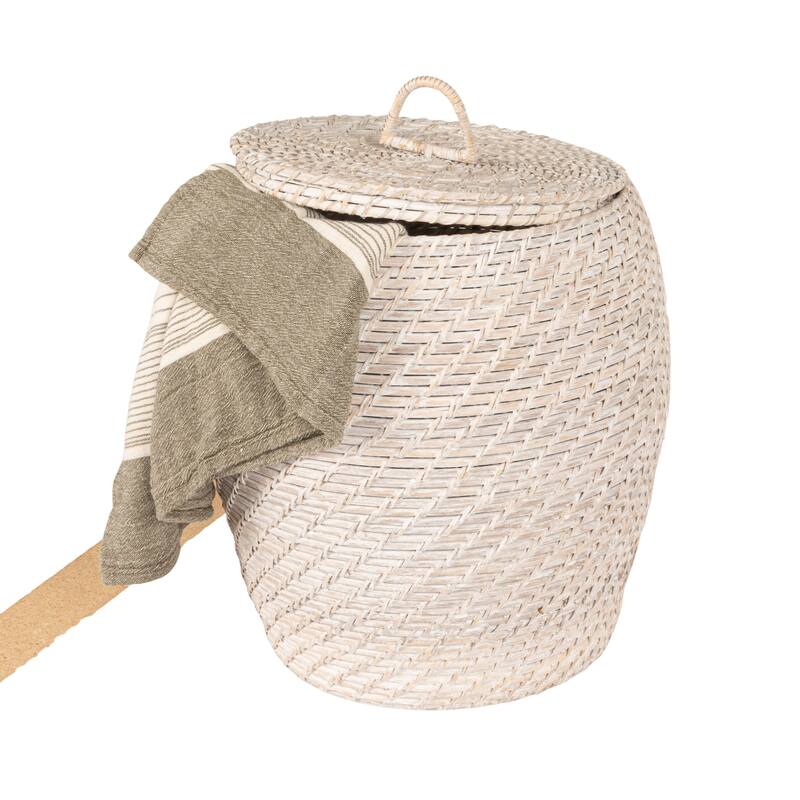 Hand-Woven Rattan Wicker Storage Baskets with Lids, Set of 2