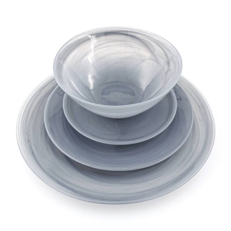 NUAGE Graphite 16 pcs. Glass Dinnerware Set