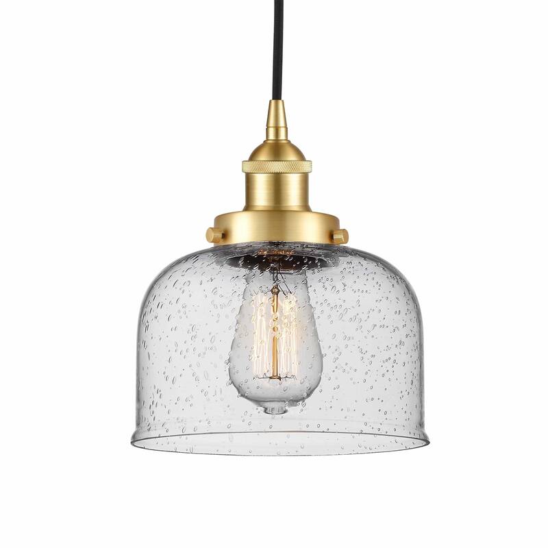 Innovations Lighting 616-1PH-10-8 Bell Pendant Bell 8" Wide Mini - Satin Gold / Seedy