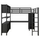 preview thumbnail 4 of 14, Full Size Metal Loft Bed Frame with Storage Wardrobe, L-Shaped Desk