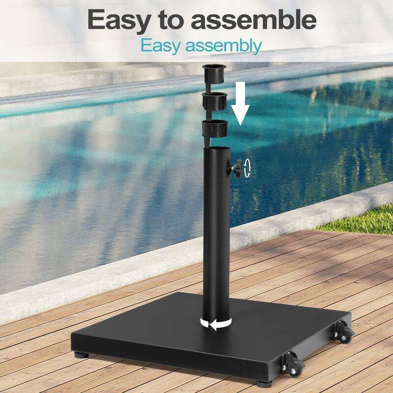 Pellebant Outdoor 9 x 5 FT Patio Market Umbrella Rectangular with Wheels Base Stand