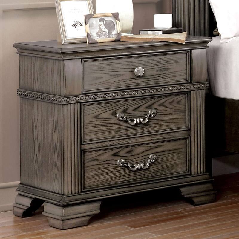 Nightstand Bedroom 1pc Nightstand Solid wood Satin Knickel Knobs and Pulls