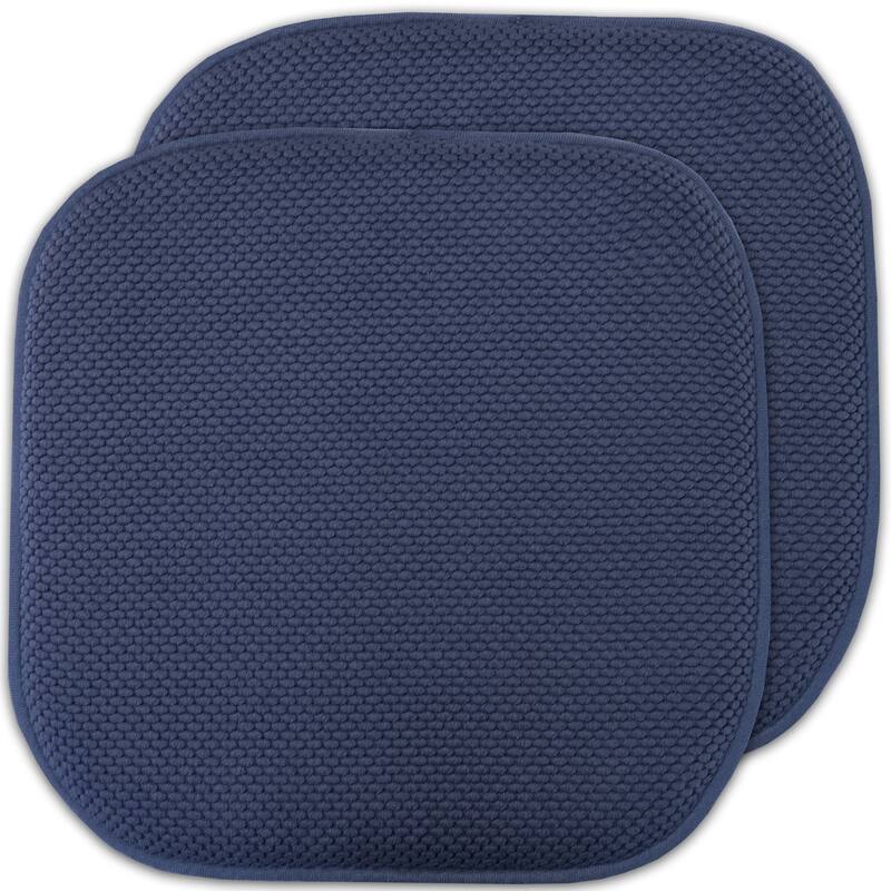 16-in. Square Non-slip Memory Foam Seat Cushions (2 OR 4) - 16 X 16 - Set of 2 - Navy