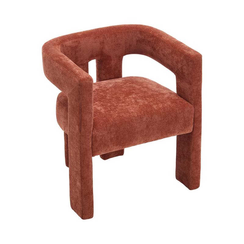 Chenille Fabric Upholstered Barrel Chair Set of 2 with Solid Wood Frame and Ergonomic Back Support