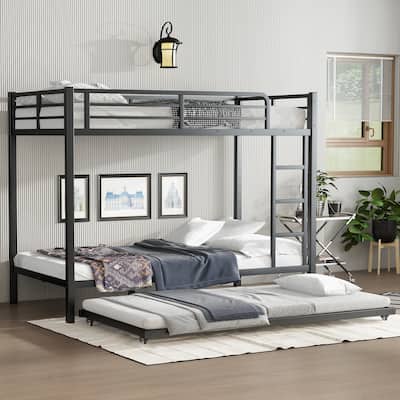 Twin XL over Twin XL Metal Bunk Bed with Trundle and Under-Bed Storage