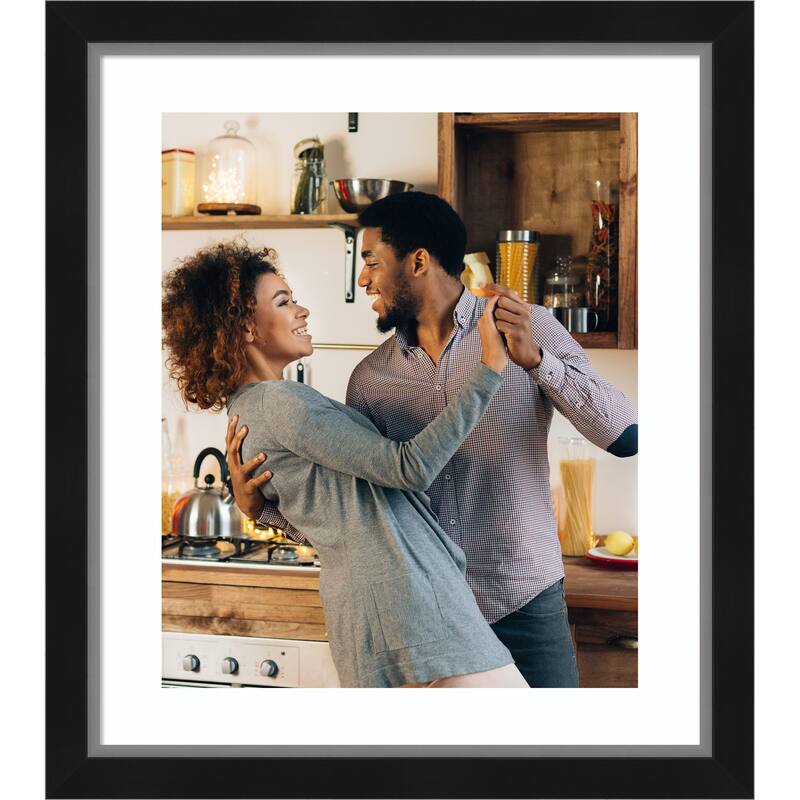 Eva Black Silver Narrow Framed Picture Frame, Photo Frame - 20x24 Matted to 16x20 - Eva Black Silver Narrow