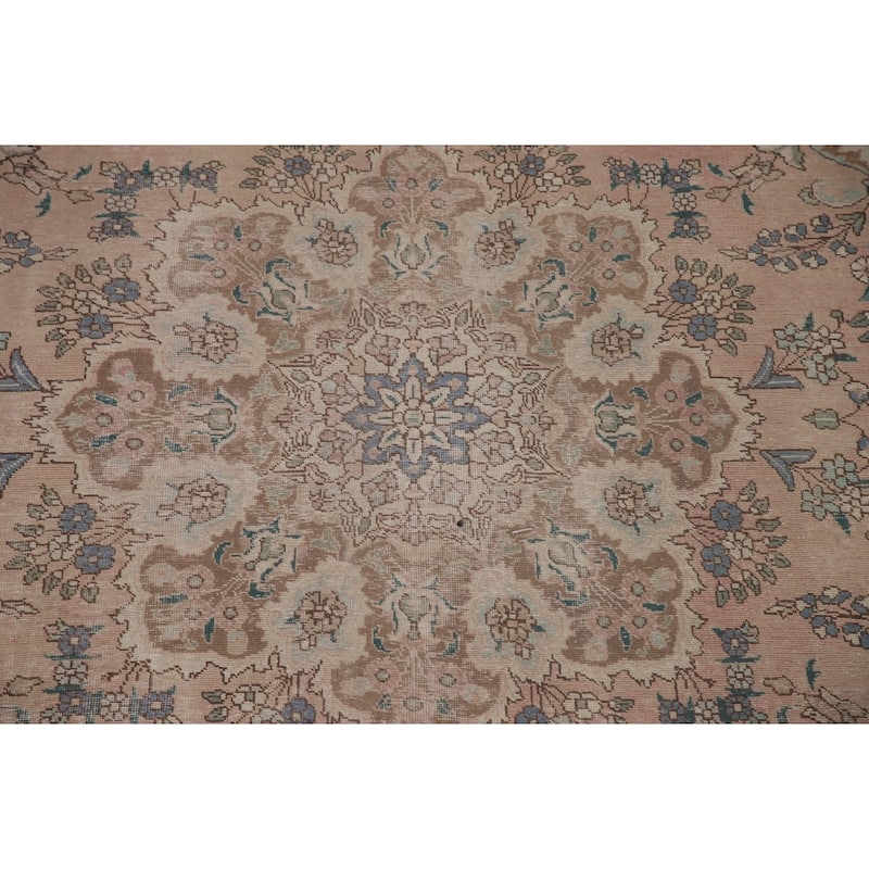 Tabriz Persian Vintage Area Rug Hand-knotted Wool Carpet - 8'10" x 12'10"