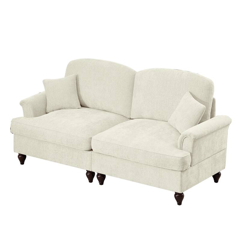 GDFStudio - Elegant Mid Century Oversized 2-Seater 76.4" Chenille Sofa with Flared Arms