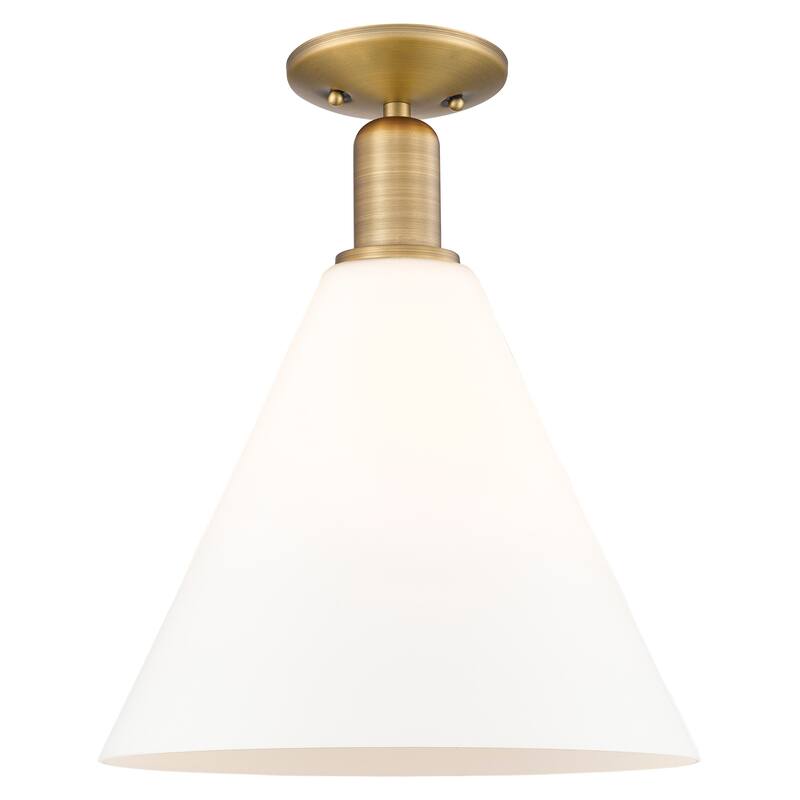 Innovations Lighting Endless Possibilities Arcadia - Berkshire Glass - 1 Light 12" Semi-Flush Mount - Brushed Brass/Matte White