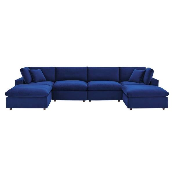 slide 59 of 77, Commix Down Filled Overstuffed Velvet 6-Piece Sectional Sofa Navy