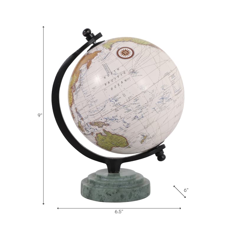 Marble Resin Globe Modern Contemporary - 9" Green/Black - 9.0"