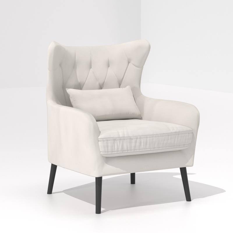 Velvet Tuft Thick Cushion Accent Chair (Set of 2)