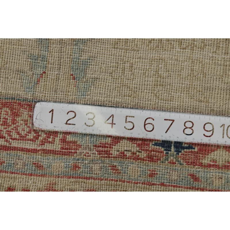 Hand Knotted Oriental 100% Wool Carpet Traditional Floral Beige & Ivories Art Deco Runner Rug - 11' 10'' X 3' 0''