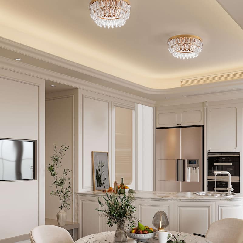 Viviana Black 3-light Flush Mount with Crystal Glass Teardrops